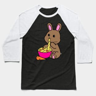 Chibi Bunny Eating Carrot Ramen - black Baseball T-Shirt